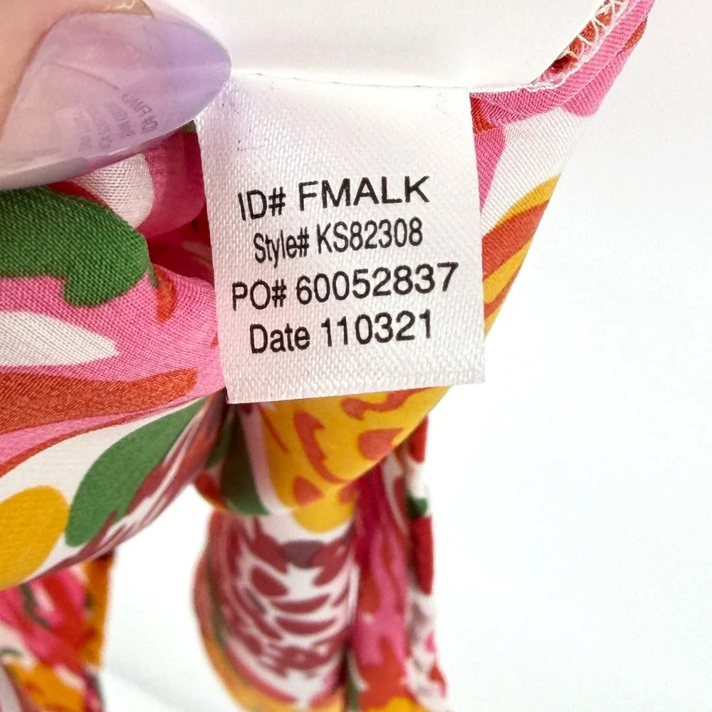 Kate Spade Utterly Famous Pink Floral Kimono Caftan Midi Dress Ruffle Sleeve M
